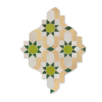 Mosaic House Moroccan tile Dazzle 1-14-10-5 White Natural, Unglazed, Terracotta Green Lime Green  zellige, mosaic, zellij, field, pattern, glaze, intricate, classic, traditional, complex 